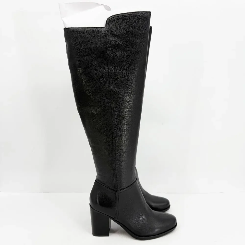 Naturalizer Womens Kyrie Knee High Boots Size 7 M Wide Calf Black Leather NIB